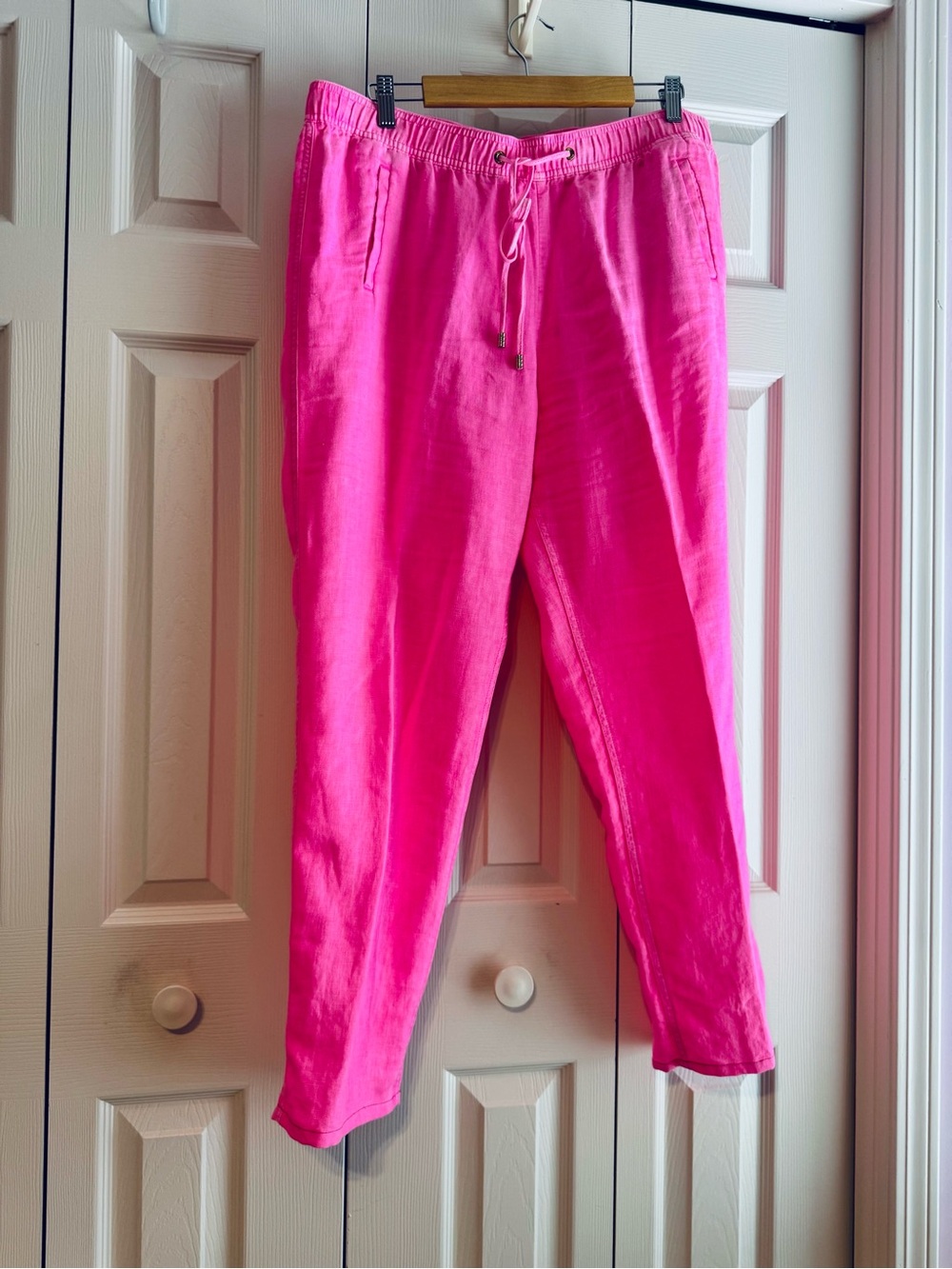LILLY PULITZER TARON Pants, Size XL, Pink Isle, 100% Linen, 30-1/4”